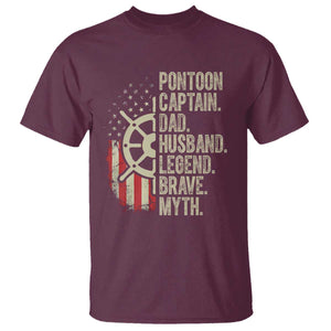 Pontoon Boat Captain T Shirt Dad Husband Legend Brave Myth TS09 Maroon Print Your Wear