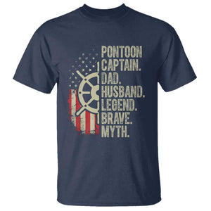 Pontoon Boat Captain T Shirt Dad Husband Legend Brave Myth TS09 Navy Print Your Wear