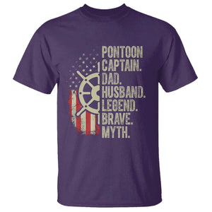 Pontoon Boat Captain T Shirt Dad Husband Legend Brave Myth TS09 Purple Print Your Wear