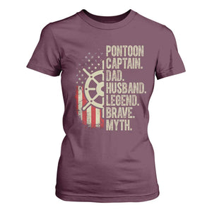 Pontoon Boat Captain T Shirt For Women Dad Husband Legend Brave Myth TS09 Maroon Print Your Wear