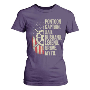 Pontoon Boat Captain T Shirt For Women Dad Husband Legend Brave Myth TS09 Purple Print Your Wear