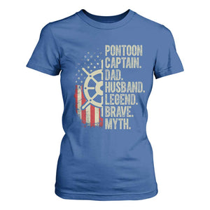 Pontoon Boat Captain T Shirt For Women Dad Husband Legend Brave Myth TS09 Royal Blue Print Your Wear