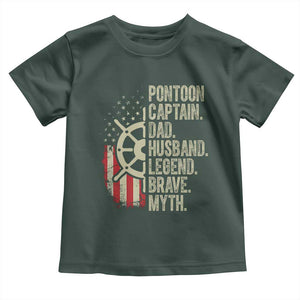 Pontoon Boat Captain Toddler T Shirt Dad Husband Legend Brave Myth TS09 Dark Forest Green Print Your Wear