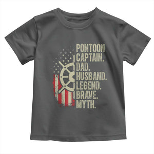 Pontoon Boat Captain Toddler T Shirt Dad Husband Legend Brave Myth TS09 Dark Heather Print Your Wear