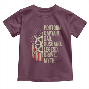 Pontoon Boat Captain Toddler T Shirt Dad Husband Legend Brave Myth TS09 Maroon Print Your Wear