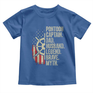 Pontoon Boat Captain Toddler T Shirt Dad Husband Legend Brave Myth TS09 Royal Blue Print Your Wear
