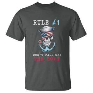 Funny Pirate Rule T Shirt Don't Fall Off The Boat TS09 Dark Heather Print Your Wear