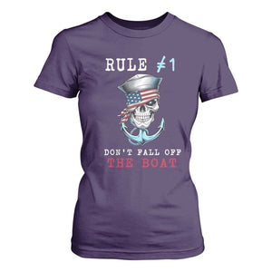 Funny Pirate Rule T Shirt For Women Don't Fall Off The Boat TS09 Purple Print Your Wear