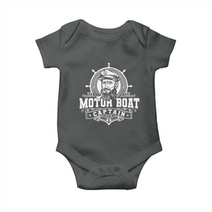 Vintage Motor Boat Captain Baby Onesie TS09 Dark Heather Print Your Wear