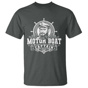 Vintage Motor Boat Captain T Shirt TS09 Dark Heather Print Your Wear