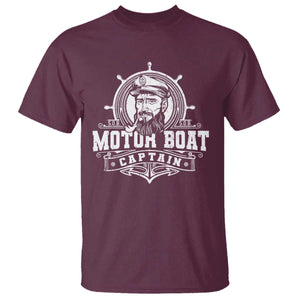 Vintage Motor Boat Captain T Shirt TS09 Maroon Print Your Wear