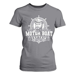 Vintage Motor Boat Captain T Shirt For Women TS09 Charcoal Print Your Wear