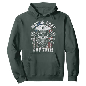 Motor Boat Captain Hoodie Patriotic American Flag TS09 Dark Forest Green Print Your Wear