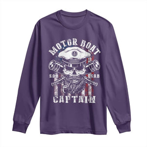 Motor Boat Captain Long Sleeve Shirt Patriotic American Flag TS09 Purple Print Your Wear