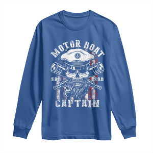 Motor Boat Captain Long Sleeve Shirt Patriotic American Flag TS09 Royal Blue Print Your Wear
