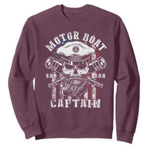 Motor Boat Captain Sweatshirt Patriotic American Flag TS09 Maroon Print Your Wear