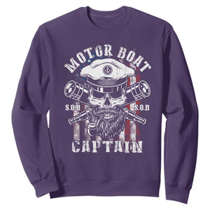 Motor Boat Captain Sweatshirt Patriotic American Flag TS09 Purple Print Your Wear