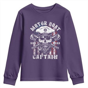 Motor Boat Captain Youth Sweatshirt Patriotic American Flag TS09 Purple Print Your Wear