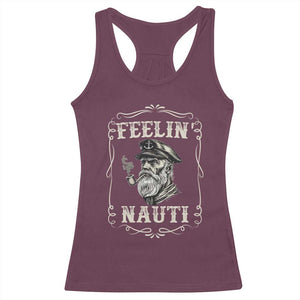 Boat Captain Racerback Tank Top Feelin Nauti Pontoon Sailing Sailor TS09 Maroon Print Your Wear