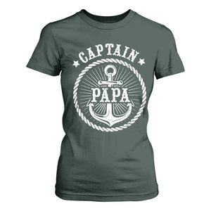 Captain Papa T Shirt For Women Lake Sailor Boating TS09 Dark Forest Green Print Your Wear
