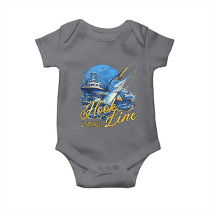 Fishing Boat Baby Onesie Hook Line and Sinker TS09 Charcoal Print Your Wear