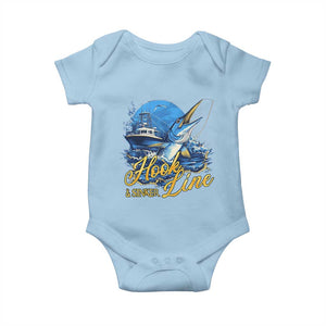 Fishing Boat Baby Onesie Hook Line and Sinker TS09 Light Blue Print Your Wear