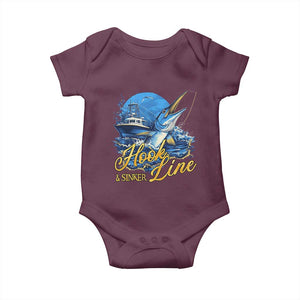 Fishing Boat Baby Onesie Hook Line and Sinker TS09 Maroon Print Your Wear