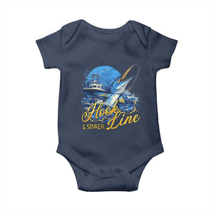 Fishing Boat Baby Onesie Hook Line and Sinker TS09 Navy Print Your Wear