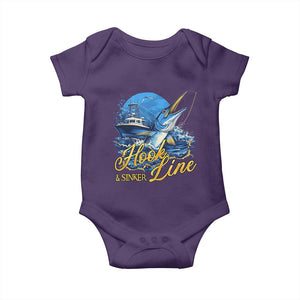 Fishing Boat Baby Onesie Hook Line and Sinker TS09 Purple Print Your Wear