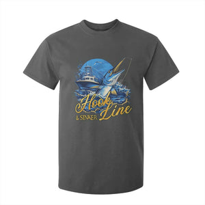 Fishing Boat T Shirt For Kid Hook Line and Sinker TS09 Dark Heather Print Your Wear