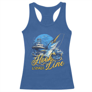 Fishing Boat Racerback Tank Top Hook Line and Sinker TS09 Royal Blue Print Your Wear