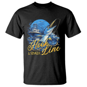 Fishing Boat T Shirt Hook Line and Sinker TS09 Black Print Your Wear