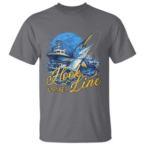 Fishing Boat T Shirt Hook Line and Sinker TS09 Charcoal Print Your Wear