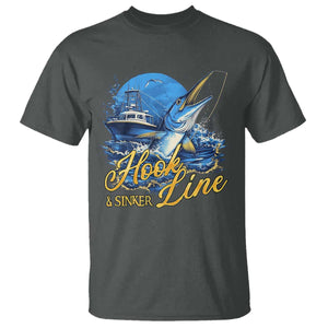 Fishing Boat T Shirt Hook Line and Sinker TS09 Dark Heather Print Your Wear