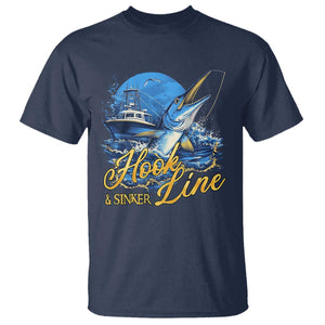 Fishing Boat T Shirt Hook Line and Sinker TS09 Navy Print Your Wear