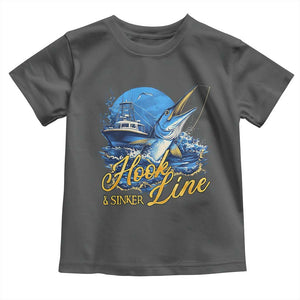 Fishing Boat Toddler T Shirt Hook Line and Sinker TS09 Dark Heather Print Your Wear