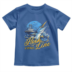 Fishing Boat Toddler T Shirt Hook Line and Sinker TS09 Royal Blue Print Your Wear