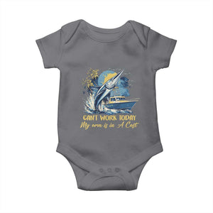 Fishing Boat Baby Onesie Fish More Worry Less TS09 Charcoal Print Your Wear