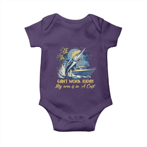 Fishing Boat Baby Onesie Fish More Worry Less TS09 Purple Print Your Wear