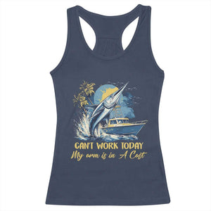 Fishing Boat Racerback Tank Top Fish More Worry Less TS09 Navy Print Your Wear