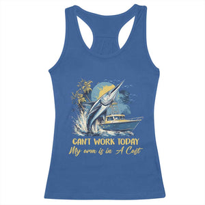 Fishing Boat Racerback Tank Top Fish More Worry Less TS09 Royal Blue Print Your Wear