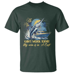 Fishing Boat T Shirt Fish More Worry Less TS09 Dark Forest Green Print Your Wear