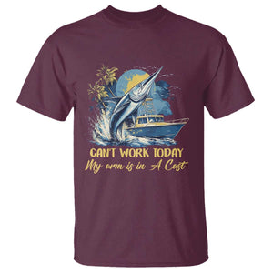 Fishing Boat T Shirt Fish More Worry Less TS09 Maroon Print Your Wear