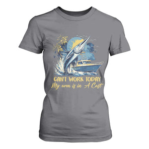 Fishing Boat T Shirt For Women Fish More Worry Less TS09 Charcoal Print Your Wear