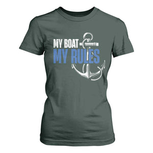 I'm The Captain T Shirt For Women My Boat My Rules TS09 Dark Forest Green Print Your Wear