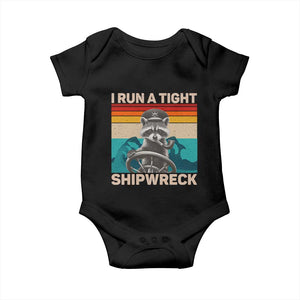 Funny Raccoon Captain Baby Onesie I Run A Tight Shipwreck TS09 Black Print Your Wear