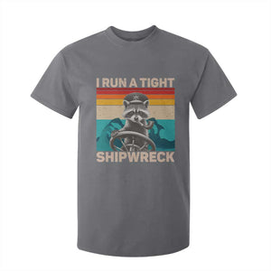Funny Raccoon Captain T Shirt For Kid I Run A Tight Shipwreck TS09 Charcoal Print Your Wear