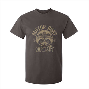 Funny Raccoon Motor Boat Captain T Shirt For Kid TS09 Dark Chocolate Print Your Wear
