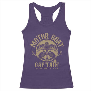 Funny Raccoon Motor Boat Captain Racerback Tank Top TS09 Purple Print Your Wear