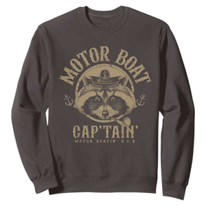 Funny Raccoon Motor Boat Captain Sweatshirt TS09 Dark Chocolate Print Your Wear